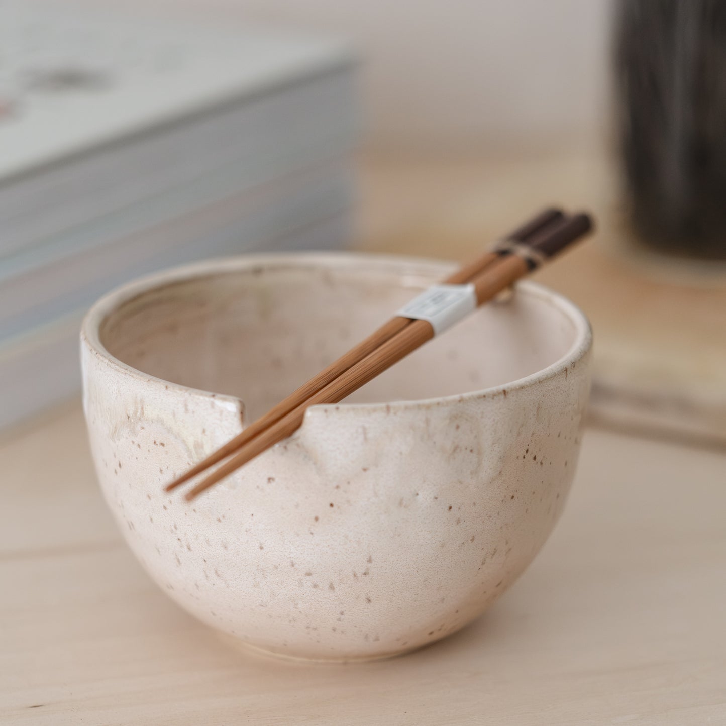 Pink Rice Bowl With Chopsticks