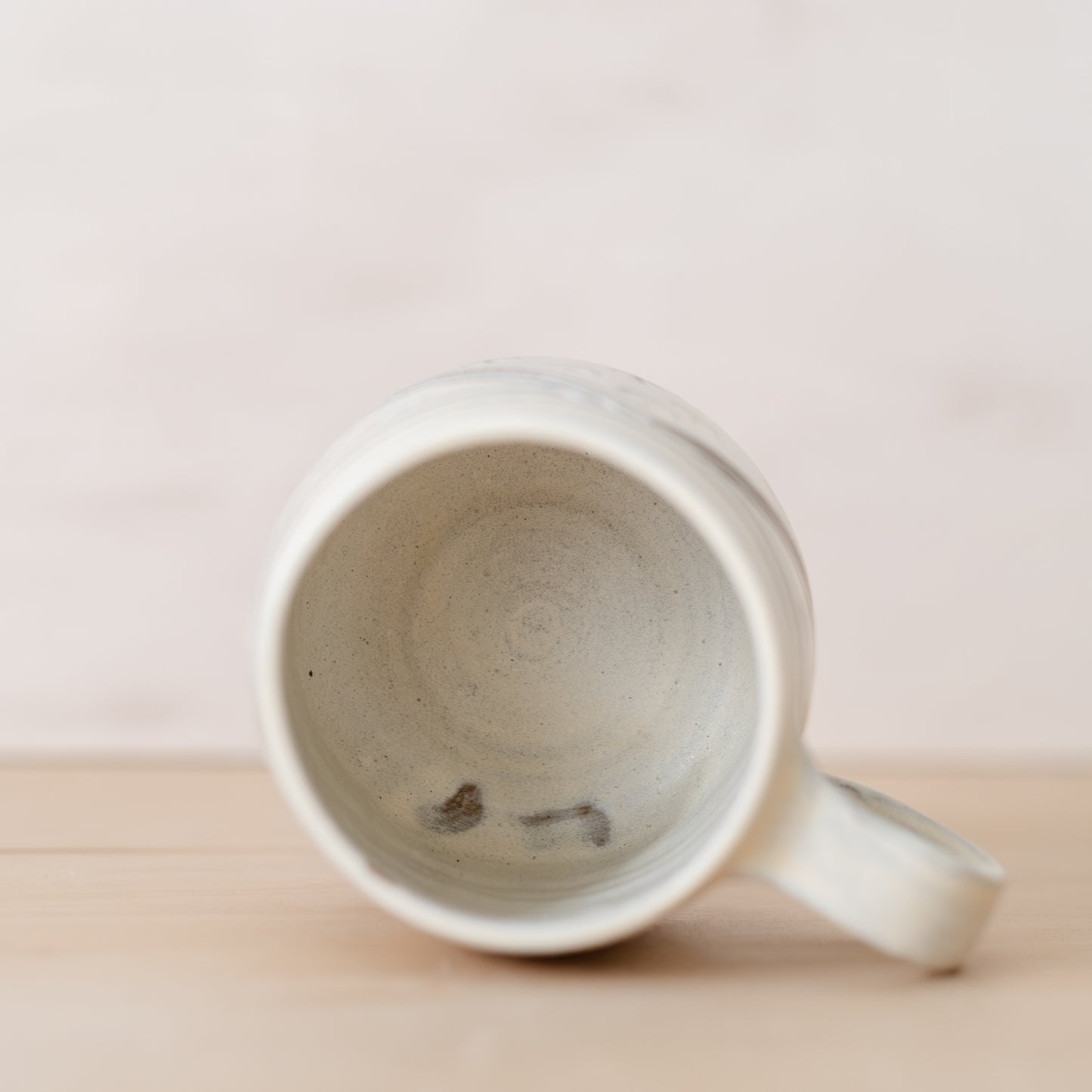 Carved Triangle Mug in Creamy Yellowish Satin Matte