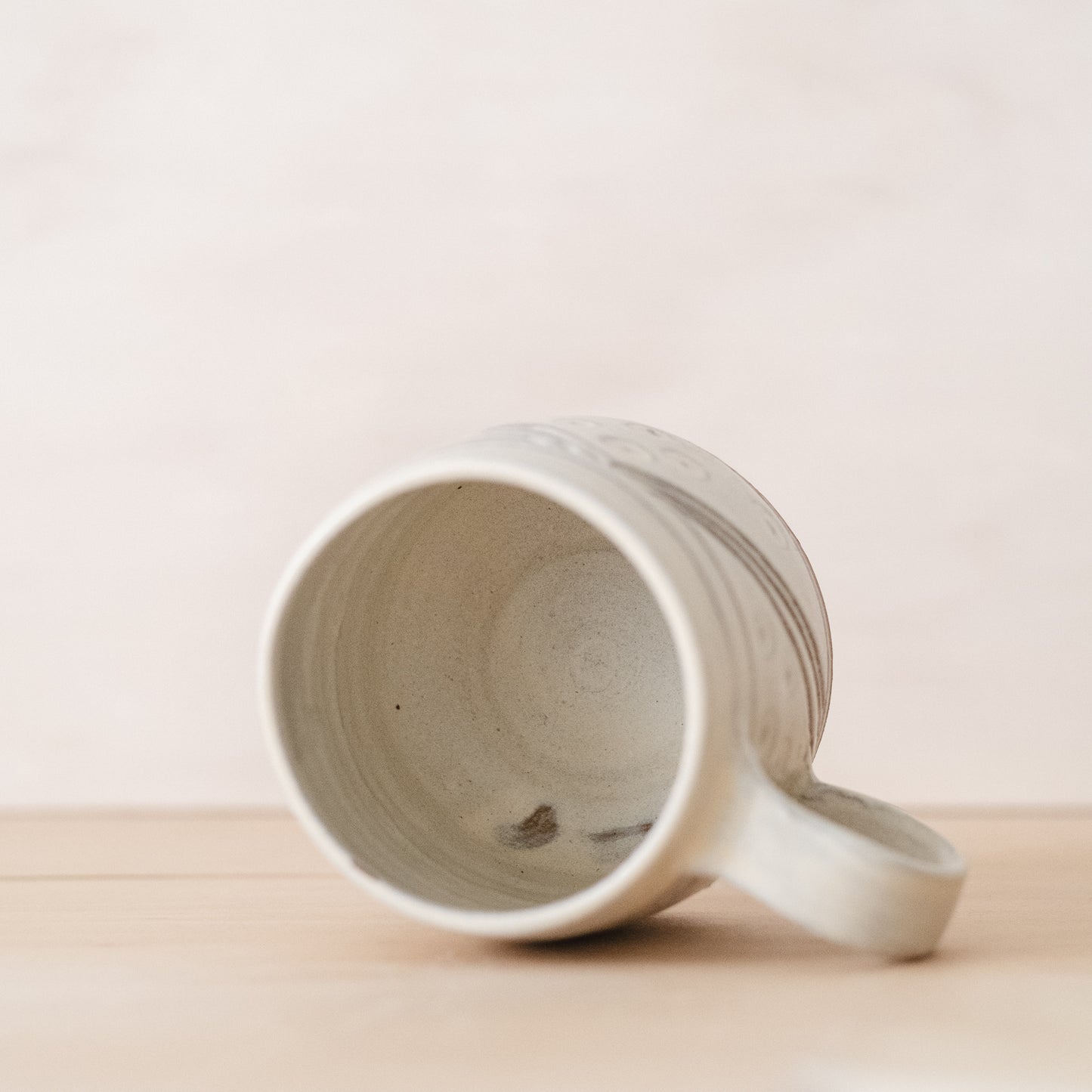Carved Triangle Mug in Creamy Yellowish Satin Matte