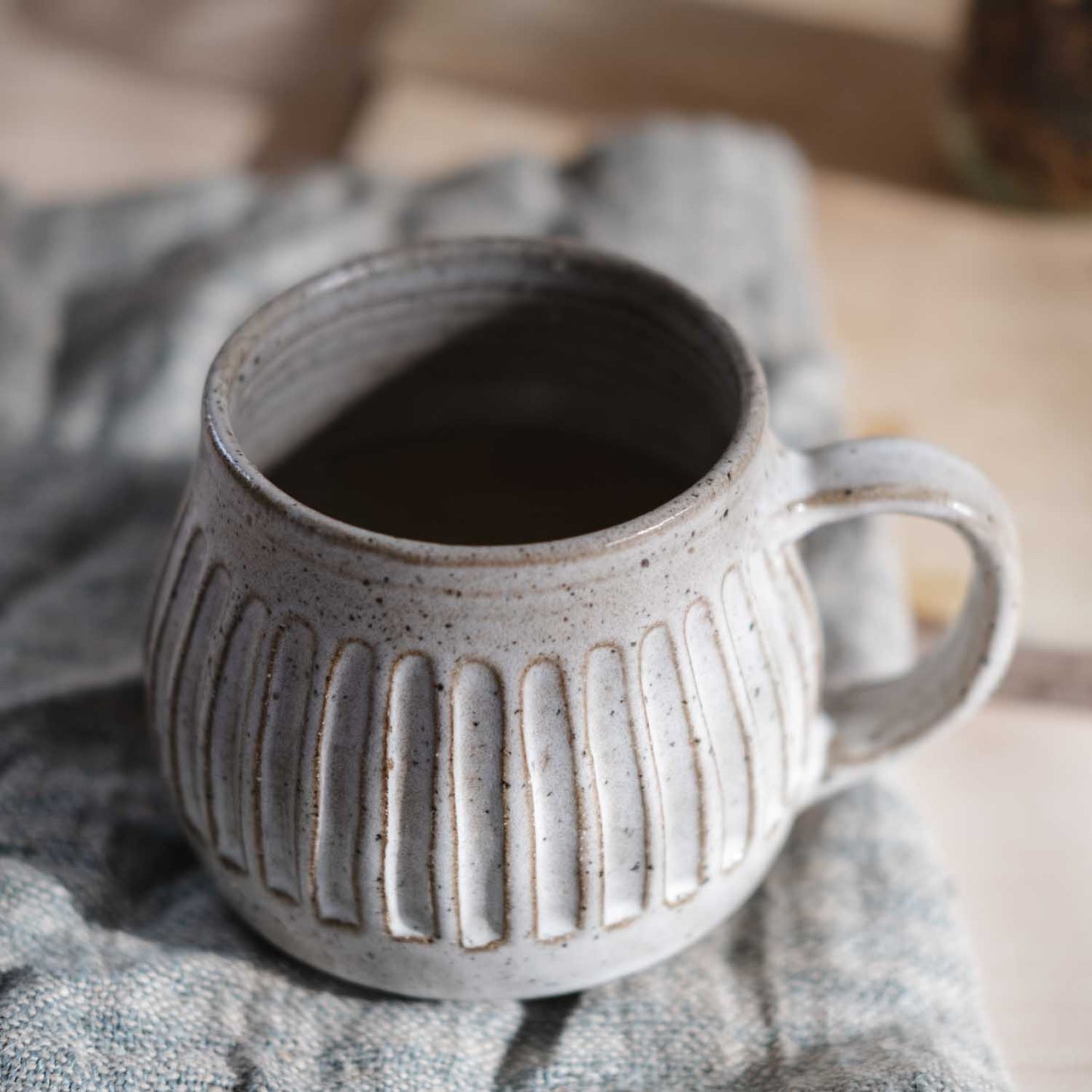 Speckled Carved Belly Mug