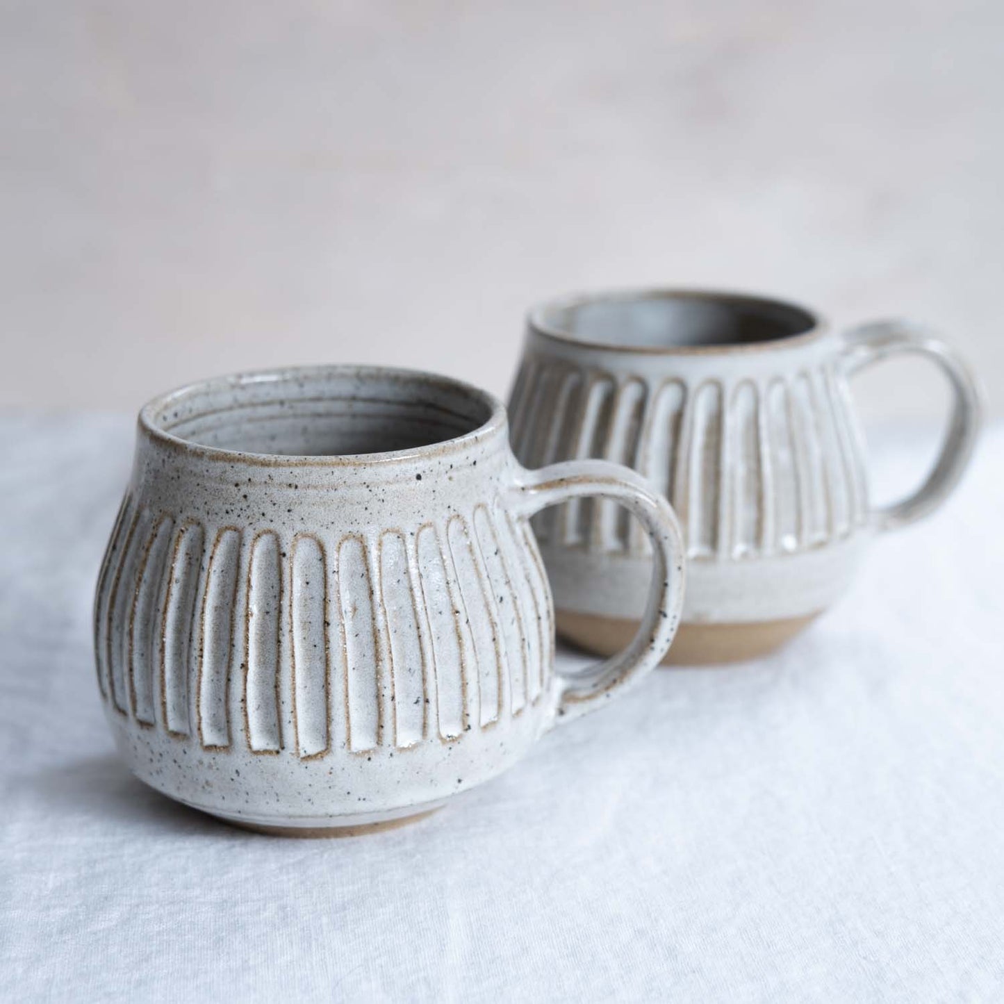 Grey Speckled Belly Mug, hand carved in Squamish, BC