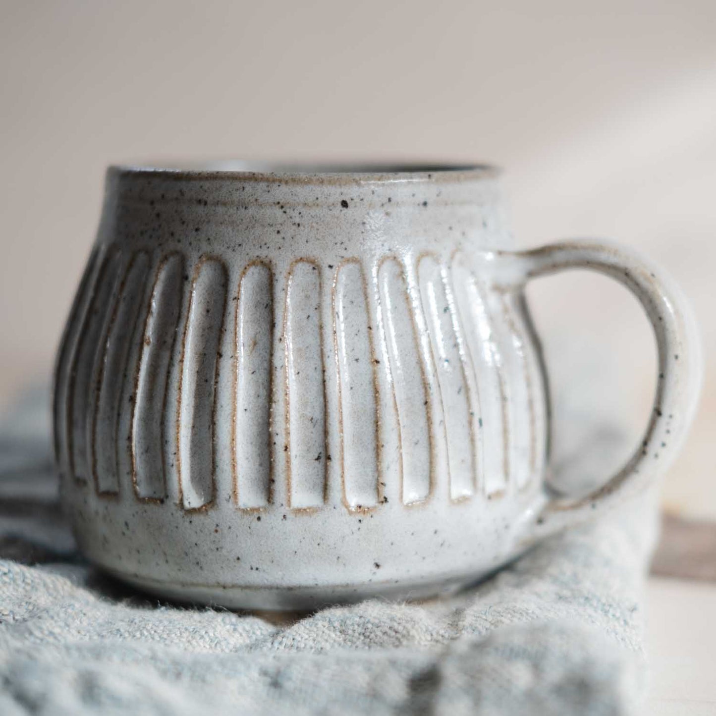 Speckled Carved Belly Mug