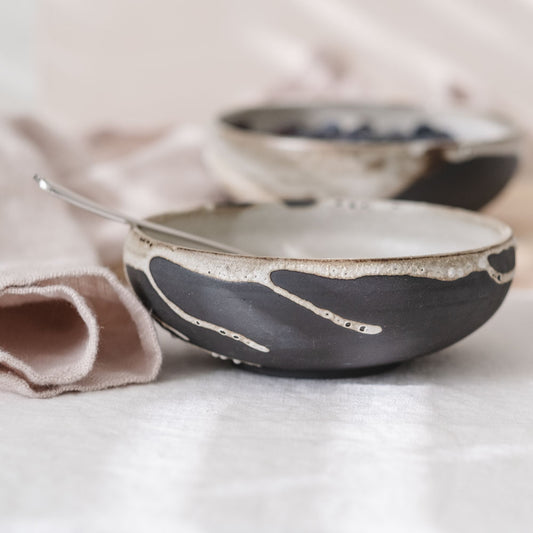 Ceramic Breakfast Bowl Handmade From Dark Clay